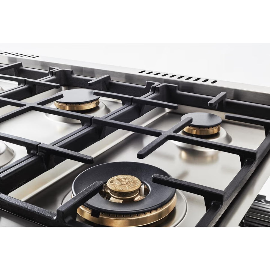 Bertazzoni Master Series 48 Inch Freestanding Gas Range with 6 Sealed Burners, 7 cu. ft. Total Oven Capacity, Double Oven, European Convection Oven, and Electric Griddle: Natural Gas 11113107 - MAS486BTFGMX - Scratch & Dent (Minor)