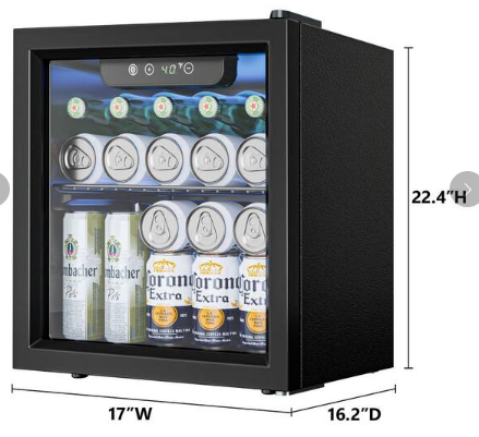 SIMZLIFE 17 in. Single Zone 50-Cans Freestanding/Countertop Beverage Refrigerator Cooler Fridge in Black, Rapid Cooling BR001-55 - New in Box