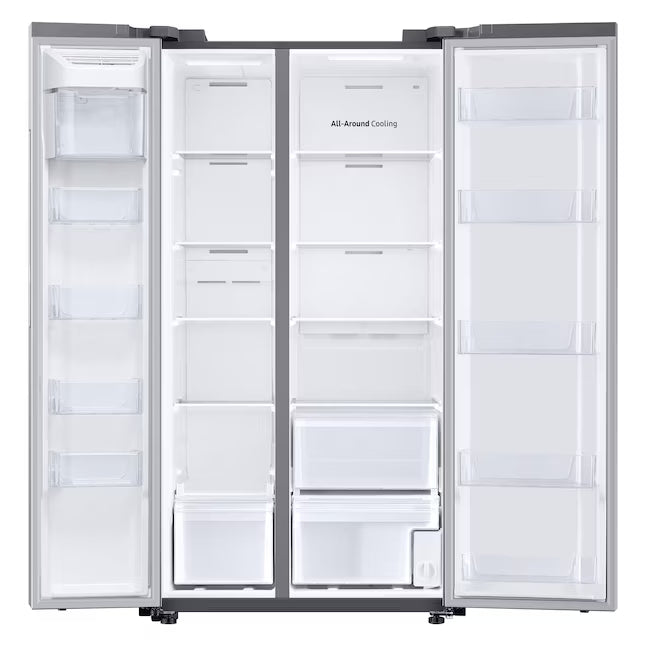 Samsung Bespoke AI 23-cu ft Counter-Depth 36-in Wide Side-by-Side Refrigerator Smart Compatible with Ice Maker with Ice Dispenser in Fingerprint Resistant Stainless Steel RS23A500ASR - Scratch & Dent (Minor)
