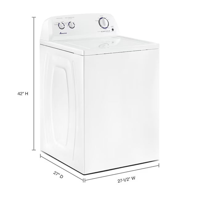 Amana Top Load 3.5 Cu. Ft. Washer with Dual Action Agitator, Porcelain Tub, and Late Lid Lock 22136SD363 - NTW4516FW - Open Box