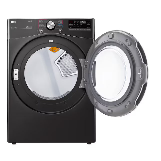 LG TurboSteam 7.4-cu ft Stackable Vented Gas Dryer with Steam Cycle in Black Steel DLGX4201B - Scratch & Dent (Minor)