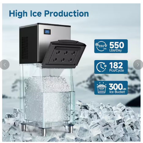 SIMZLIFE 26.8 in. 550 lb. / 24H Commercial Freestanding Full Size Cubes Ice Maker with Clean Cycle SA600 - CIM013-A-500 - Scratch & Dent (Minor)