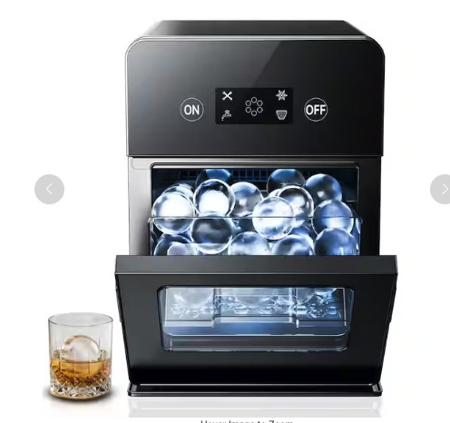 Euhomy 12.6 in. 22 lbs. Whiskey Ball Shaped Cocktail Ice Portable Countertop Ice Maker in Black with Auto-Cleaning SA331 - IM024-S - Open Box