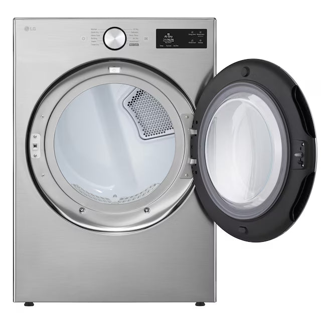 LG 5.0 cu. ft. Mega Capacity Smart Front Load Washer with TurboWash® 360° and AI Sensing WM5800HVA - Scratch & Dent (Minor) and LG 7.4-cu ft Stackable Vented Electric Dryer with Steam Cycle in Graphite Steel DLEX5800V - Scratch & Dent (Minor)