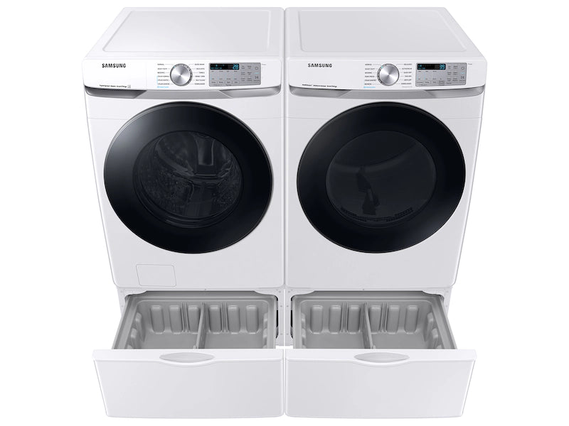 Pictures of Samsung 4.5 cu. ft. Large Capacity Smart Front Load Washer with Super Speed Wash in White WF45B6300AW - New in Box and Samsung 7.5 cu. ft. Smart Electric Dryer with Steam Sanitize+ in White DVE45B6300W - New in Box - Neu Appliance Outlet - Discount Appliance Outlet in Austin, Tx