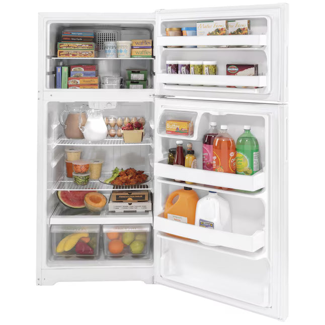 Hotpoint 15.6-cu ft Standard-Depth 28-in Wide Top-Freezer Refrigerator in White HPS16BTNRWW - Certified Refurbished