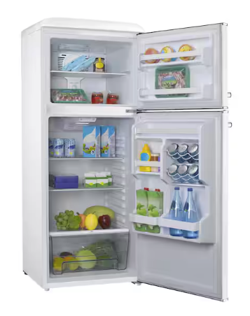 Galanz 24 in. 10 cu. ft. Retro Top Freezer Refrigerator, Energy Star and Frost Free in Milkshake White 25139SD790 - GLR10TWEEFR - Open Box