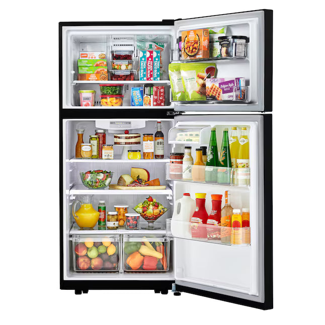 LG 30 Inch Wide Black 20.2 cu ft ENERGY STAR Top Freezer and Bottom Refrigerator with LED Lighting and Adjustable Glass Shelving LTCS20020B - Scratch & Dent (Minor)