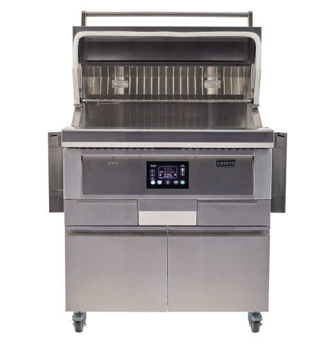 Coyote 36 Inch Freestanding Pellet Grill on Cart, Stainless Steel, Intuitive Digital Touch Control C1P36-FS - Scratch & Dent (Minor)