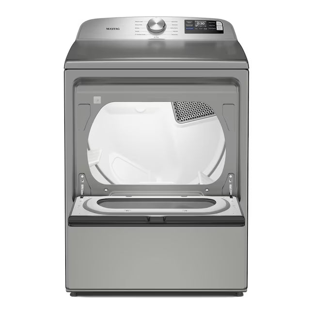 Maytag 7.4 cu. ft. vented Front Load Electric Dryer in Classic Silver with Extra Power 22132SD157 - MED6205RR - Scratch & Dent (Minor)