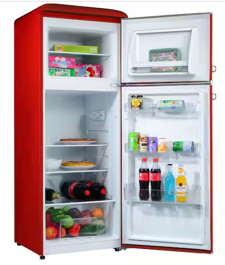 Galanz 22 in. 7.6 cu. ft. Retro Top Freezer Refrigerator, Hot Rod Red, Energy Star 25132SD363 - GLRF76TMRDER2 - Scratch & Dent (Minor)