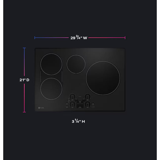 GE Profile 30 in. 4 Burner Element Smart Smooth Induction Touch Control Cooktop in Black PHP7030DTBB - Open Box