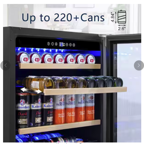 TITTLA 24 in. Single Zone 220 Plus Cans Beverage Refrigerator with Built-in Beverage Cooler KMBR150 - Open Box