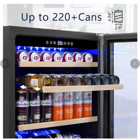 TITTLA 24 in. Single Zone 220 Plus Cans Beverage Refrigerator in Silver with Built-in Beverage Cooler 25136SD657 - KMBR150 - Scratch & Dent (Minor)