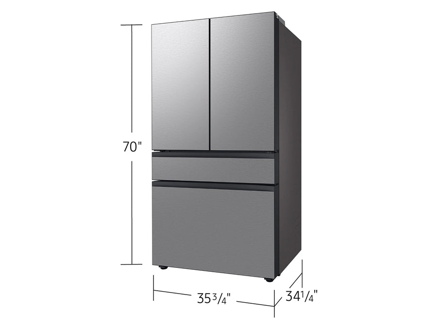 Samsung Bespoke 36 in. 29 cu. ft. Standard Depth 4-Door French Door Refrigerator in Stainless Steel with Beverage Center RF70F29DER - Scratch & Dent (Moderate)