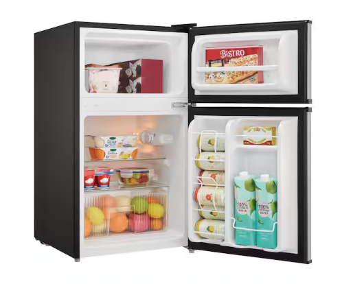 Vissani 3.2 cu. ft. Mini Refrigerator in Stainless Look with 2-Doors, Glass Shelves, and Energy Efficiency MDCM31SS5 - Scratch & Dent (Minor)