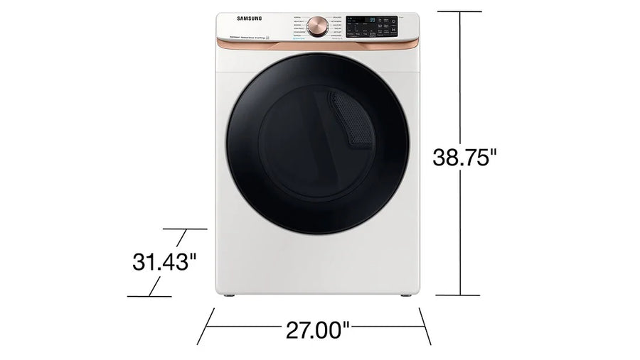 Samsung 7.5 Cu. Ft. Stackable Smart Electric Dryer with Steam and Sensor Dry in Ivory 22131SD88 - DVE50BG8300EA3 - Scratch & Dent - Minor (Copy)