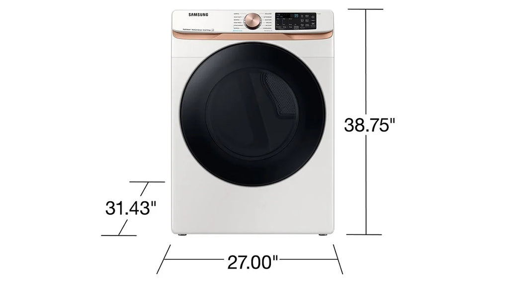 Samsung 7.5 Cu. Ft. Stackable Smart Electric Dryer with Steam and Sensor Dry in Ivory 22131SD88 - DVE50BG8300EA3 - Scratch & Dent - Minor (Copy)