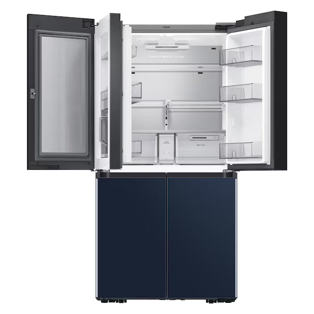Samsung Bespoke 22.8-cu ft 4-Door Counter-depth Smart French Door Refrigerator with Dual Ice Maker and Door within Door ENERGY STAR in Navy Glass RF23A967541 - Certified Refurbished