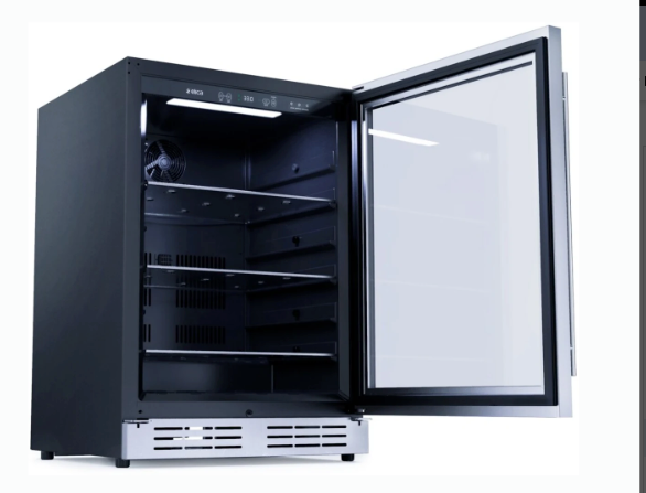 Elica 24 Inch Beverage Center with 4.8 Cu. Ft. Capacity, Slide Out Shelves, UV Coated Double Panel Glass Door, Temperature/Humidity Sensors, and Sabbath Mode EBS51SS1 - Open Box