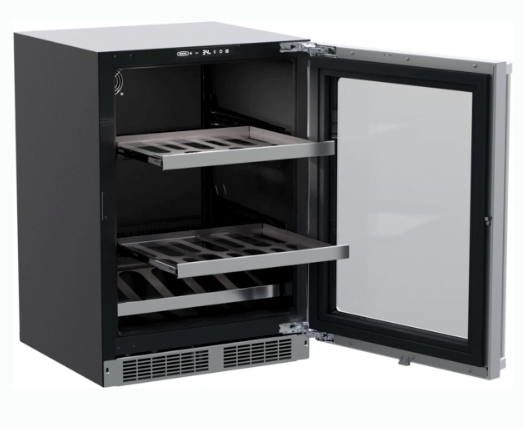 Marvel 24 Inch Built-In Undercounter Beverage Center with 19 Bottle Capacity, 108 Can Capacity, 3-in-1 Convertible Shelves, and Theater-Style Display Lighting MPBV424SG31A - Scratch & Dent (Minor)