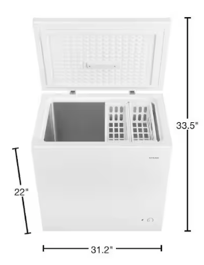 Vissani 7 cu. ft. Manual Defrost Chest Freezer with LED Light Type and Removable Storage Basket in White, Garage Ready MDCF7WH5 - Scratch & Dent (Major)