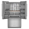 Kitchenaid 26.8 cu ft Standard Depth French Door Refrigerator with Exterior Ice and Water Dispenser 31131SD18 - KRFF577KPS - Scratch & Dent (Major)