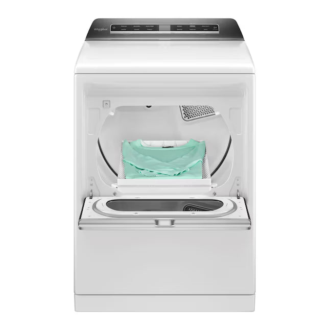 Whirlpool Top Load 4.7 Cu. Ft. Washer with 2-in-1 Removable Agitator in White WTW5057LW - Open Box and Whirlpool 7.4 cu. ft. White Electric Dryer with Steam and Advanced Moisture Sensing Technology, ENERGY STAR 16263 - WED8127LW - Scratch & Dent (Minor)