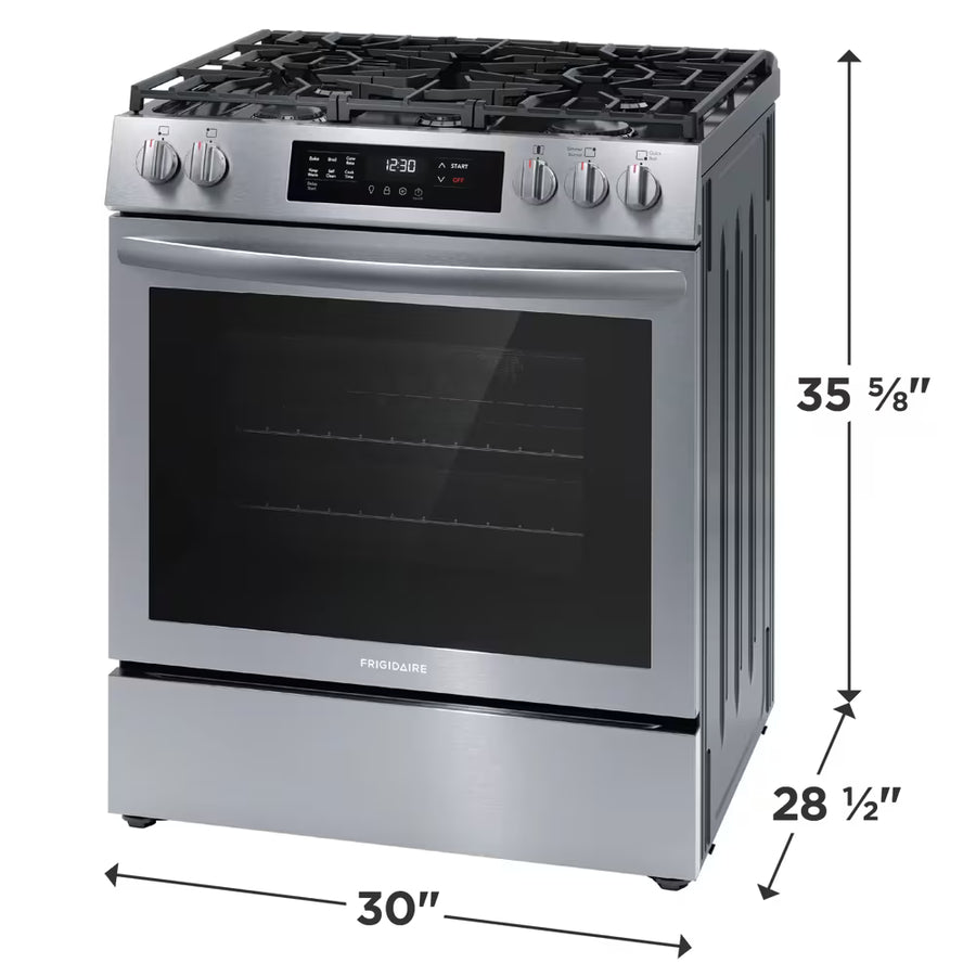 Frigidaire 5 Burners 5.1-cu ft Convection Oven Slide-In Natural Gas Range in Stainless Steel FCFG3083AS - Scratch & Dent (Minor)