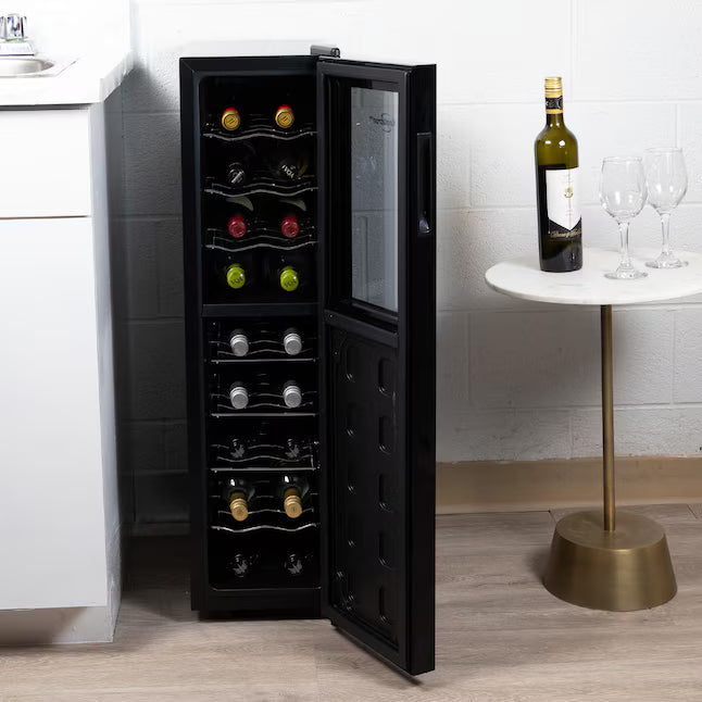 Koolatron 10-in W 18-Bottles Black Dual Zone Cooling Freestanding Indoor Wine Cooler 22142775 - WC18MG - Scratch & Dent (Minor)
