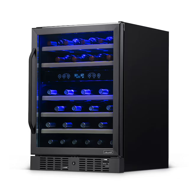NewAir 23.5-in W 46 -Bottles Black Stainless Steel Dual Zone Cooling Built-in/Freestanding Indoor Wine Cooler NWC046BS00 - Scratch & Dent (Minor)