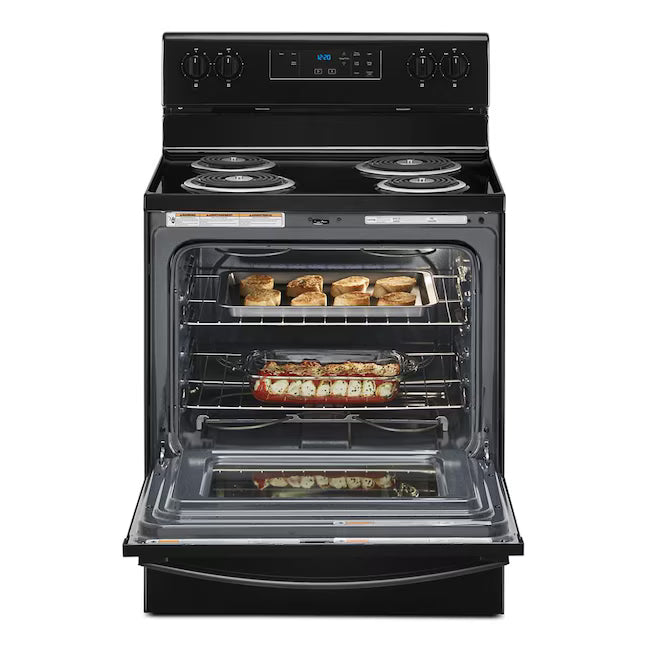 Whirlpool 30" Black 4.8 cu. ft. Electric Coil Top Range with Keep Warm Setting WFC150M0JB - Scratch & Dent (Minor)