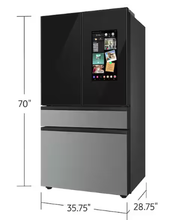 Samsung Bespoke Counter-Depth 22.5-cu ft 4 -Door Smart Compatible French Door Refrigerator with Dual Ice Maker with Water Dispenser and Door within Door in Stainless Steel ENERGY STAR Certified 30133SD138 - RF23BB8900QK - Scratch & Dent (Minor)