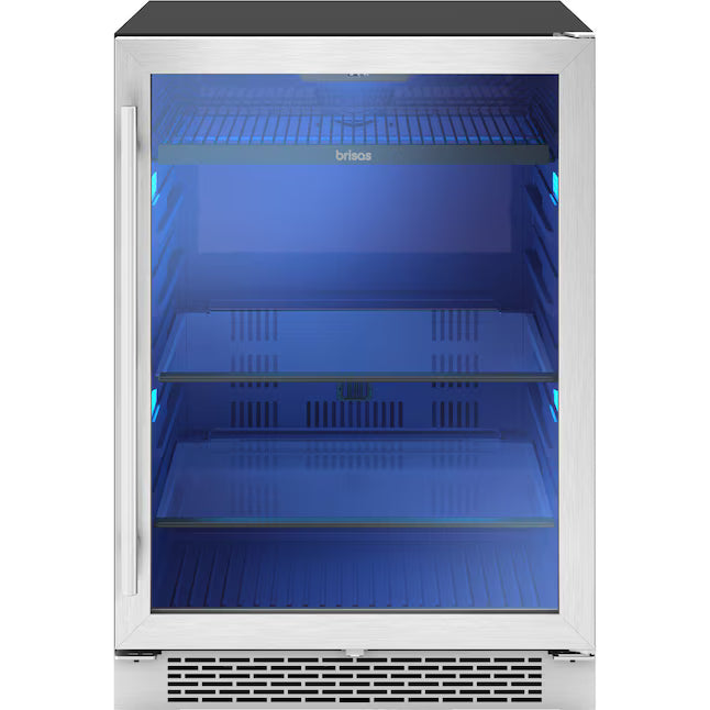 Zephyr Brisas 24-in W 112 -Can Capacity Stainless Steel + Glass Built-in/Freestanding Indoor Beverage Refrigerator with Glass Door BBV24C01AG - Scratch & Dent (Minor)