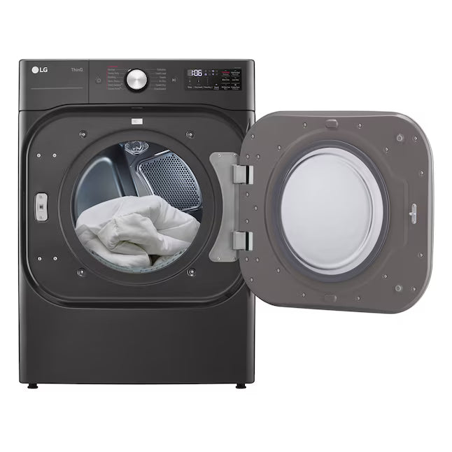 LG Black Steel 9.0 cu. ft. Mega Capacity Smart Wi-fi Enabled Front Load Gas Dryer with TurboSteam™ and Built-In Intelligence DLGX8901B - Scratch & Dent (Minor)