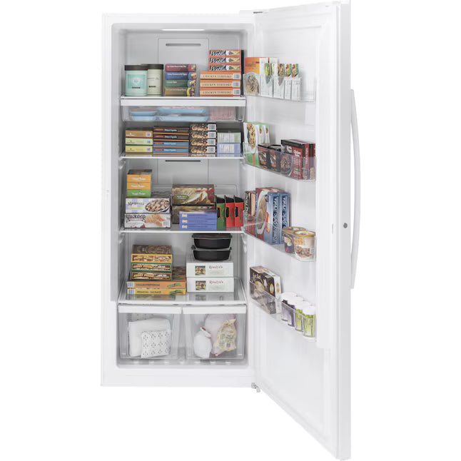 GE Garage Ready 21.3 cu. ft. Frost Free Defrost Upright Freezer in White 30133SD115 - FUF21DLRWW - Scratch & Dent (Minor)
