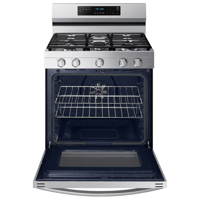 Samsung 5-Burner Freestanding Smart Gas Range in Stainless Steel with No Preheat AirFry and Wi-Fi Enabled Convection 31131SD2 - NX60A6711SS - Scratch & Dent (Minor)