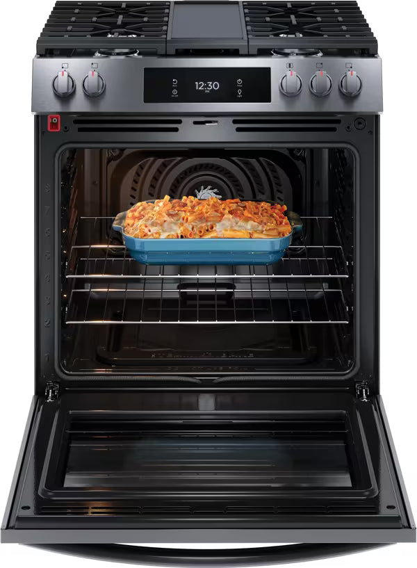 Frigidaire Gallery Black Stainless Steel Gas 30 Inch 6 Cu. Ft. Range with 15+ Ways to Cook 20531SD483 - GCFG3060BD - Scratch and Dent (Minor)