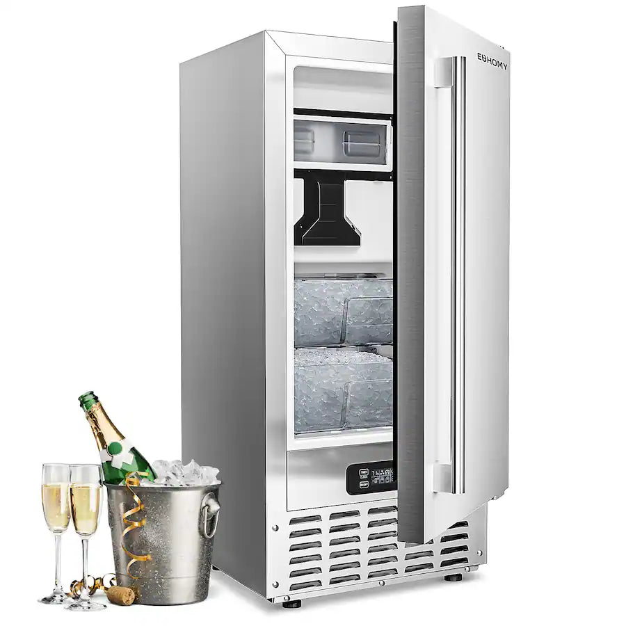 Euhomy 15 in. 66lbs/24H Nugget Ice Maker. Built-in/Freestanding, Ice Full Alert and Auto-Cleaning 25SA206 - NIMU-01 - Open Box