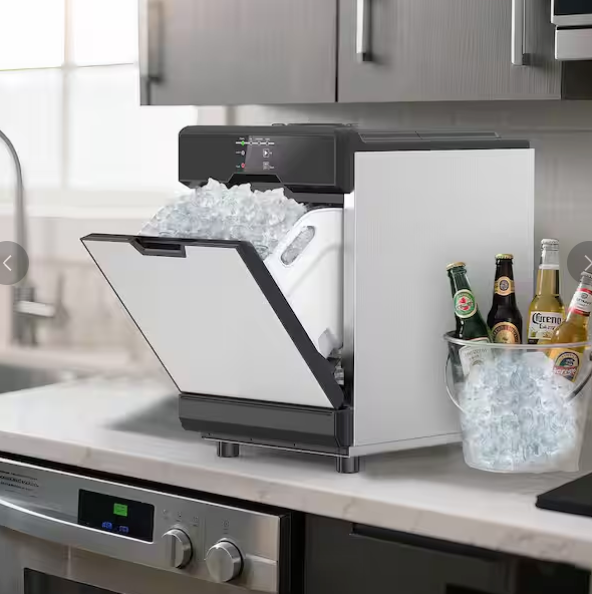 Hooure 15.65 in. Stainless Steel 80 lb. /24 H Freestanding Countertop Ice Maker Full Size Ice Cubes with 20 lbs. Ice Storage 25SD122 - JRKL25 - Scratch & Dent (Minor)