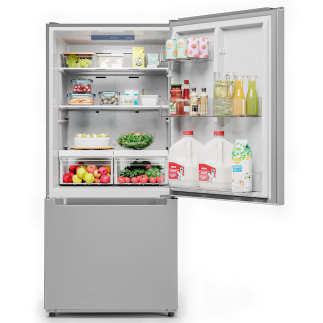 Midea 18.7 cu. ft. Garage Ready Bottom-Freezer Refrigerator in Stainless Steel 30134SD208 - MRB19B7AST - Scratch & Dent (Major)