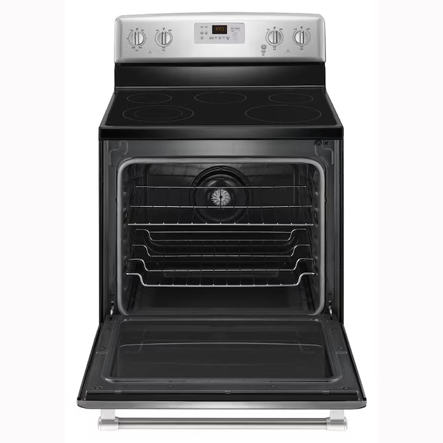 Maytag Glass Top 5 Elements 6.2-cu ft Self-Cleaning Freestanding Electric Range in Stainless Steel 25139SD774 - MER8700DS