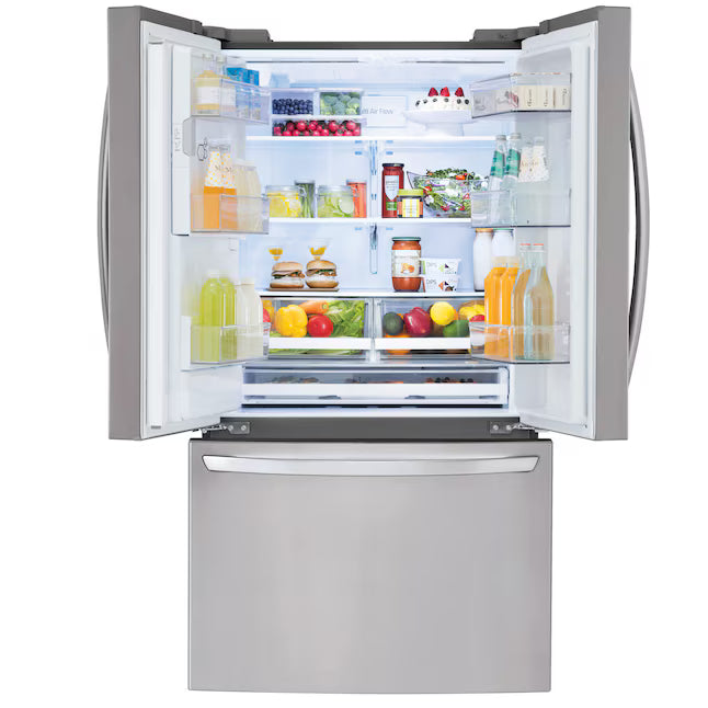 LG 28 cu. ft. 3 Door French Door, Ice and Water with Single Ice Maker in Printproof Stainless Steel LRFS28XBS - Scratch & Dent (Moderate)