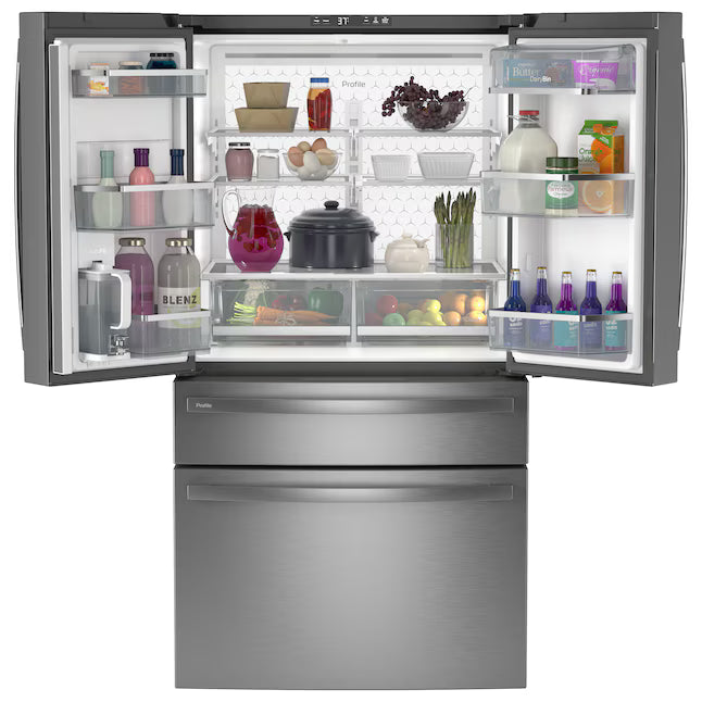 GE 23.2 cu. ft. Counter-Depth Fingerprint Resistant 4-Door French-Door Refrigerator w/ Dual-Dispense AutoFill Pitcher 31133SD135 - PJE23BYWFS - Scratch & Dent (MInor)