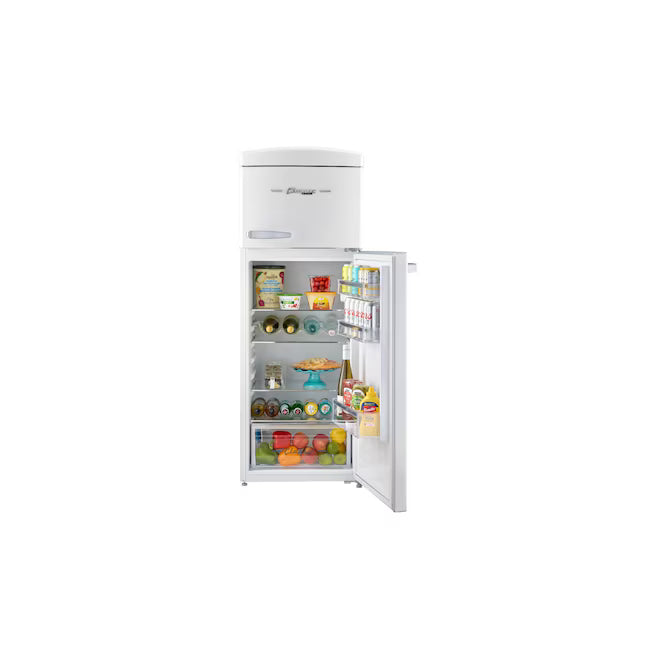 UNIQUE Classic 7.5-cu ft Counter-Depth 22-in Wide Top-Freezer Refrigerator ( Marshmallow White ) Garage Ready ENERGY STAR Certified 25137SD695 - UNQ-FR7CT W AC - Scratch & Dent (Minor)