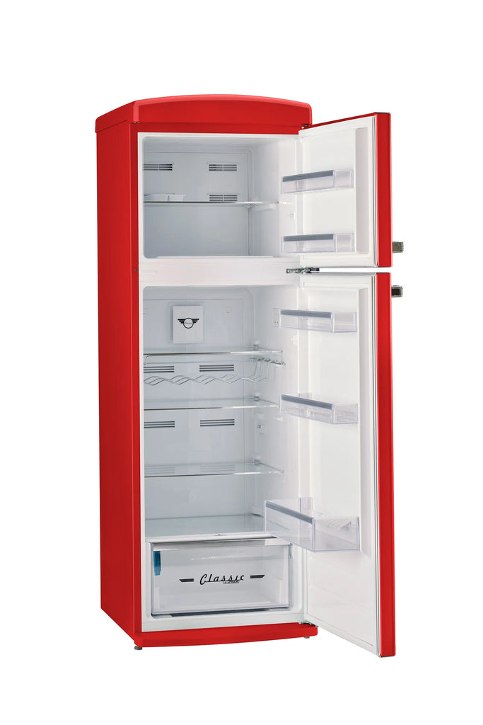 Pictures of Unique Classic Retro 23.8 in. 11 cu. ft. Frost Free Top Freezer Refrigerator in Candy Apple Red, Energy Star 25CR226 - UNQ-310L-R-TM - Scratch & Dent (Minor) - Neu Appliance Outlet - Discount Appliance Outlet in Austin, Tx