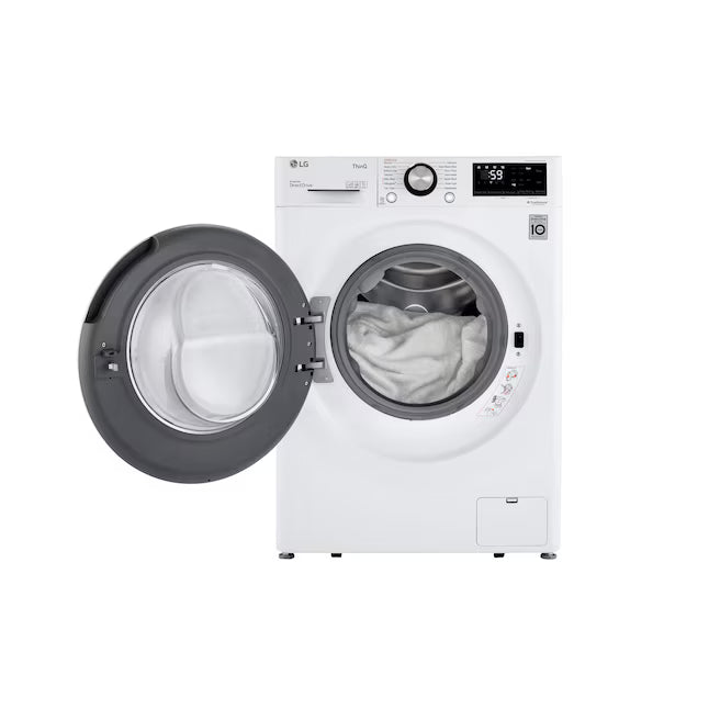 LG White 2.4 cu.ft. Smart Wi-fi Enabled Compact Front Load Washer with Built-In Intelligence 251315SD1129 - WM1455HWA - Scratch & Dent (Minor)