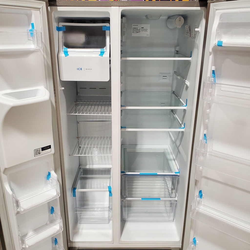 Frigidaire 25.6 cu. ft. ENERGY STAR Side by Side Refrigerator with Exterior Water and Ice Dispenser in Stainless Steel 20SD092 - FRSS2623AS - Scratch & Dent (Minor)