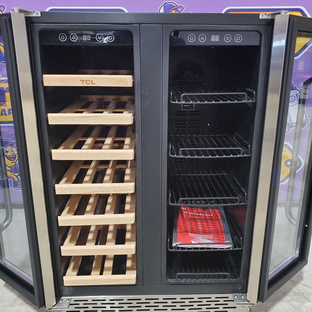 TCL 23.4-in W 20 -Bottles Stainless Steel Dual Zone Cooling Built-in/Freestanding Indoor Wine Cooler 5SD239 - B422D - Scratch & Dent (Minor)