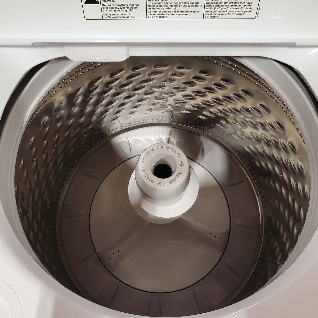 Pictures of Maytag 4.5 cu. ft. Capacity Top Load Washer with Power™ Agitator and Deep Fill MVW4505MW - Open Box and Maytag 7.0 cu. ft. Capacity Top Load Electric Wrinkle Prevent Dryer 16092 - MED4500MW - Open Box - Neu Appliance Outlet - Discount Appliance Outlet in Austin, Tx
